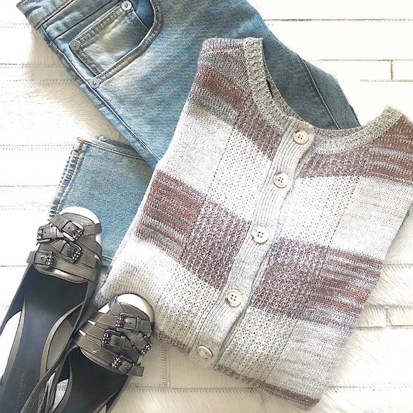 Thakoon Cable Knit Striped Wool Sweater Cardigan Size S - Picture 2 of 11